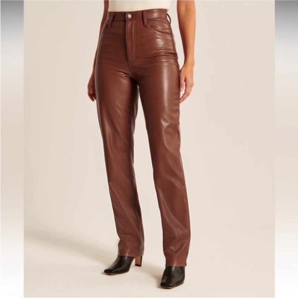 Abercrombie & Fitch 90s Straight Ultra High Rise Faux‎ Leather Pants Size 30